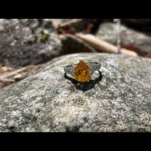 Genuine 4ct Citrine Solitaire Ring Size 10